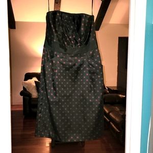 White House Black Market WHBM black/red polka-dot strapless cocktail party dress